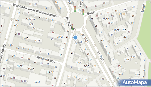 Szczecin, Księcia Bogusława X, 43, mapa Szczecina