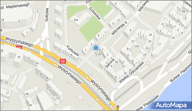 Szczecin, Księcia Mściwoja II, 2, mapa Szczecina