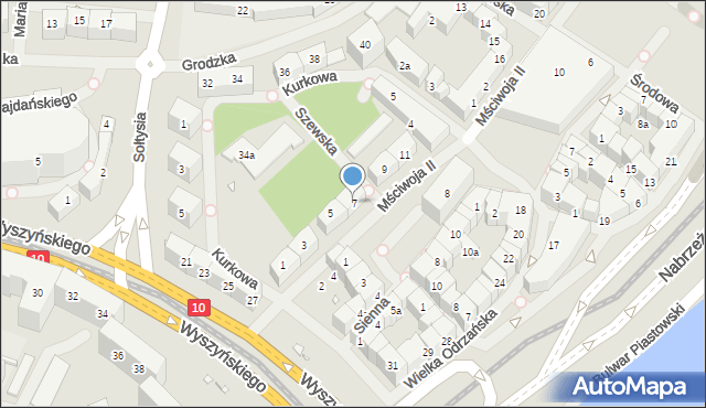 Szczecin, Księcia Mściwoja II, 7, mapa Szczecina