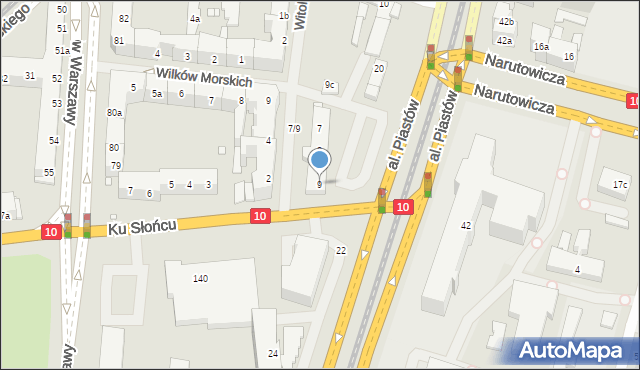 Szczecin, Księcia Witolda, 9, mapa Szczecina