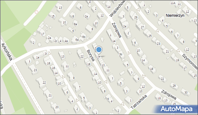 Szczecin, Księcia Borysa, 17, mapa Szczecina