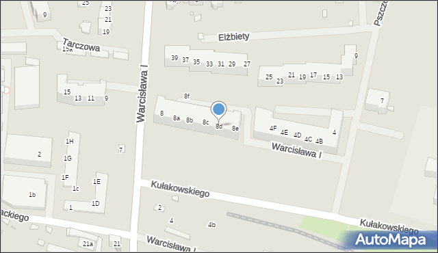 Szczecin, Księcia Warcisława I, 8d, mapa Szczecina