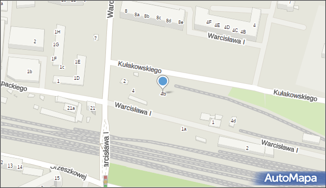 Szczecin, Księcia Warcisława I, 4b, mapa Szczecina