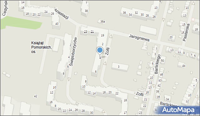 Szczecin, Księżnej Zofii, 4, mapa Szczecina