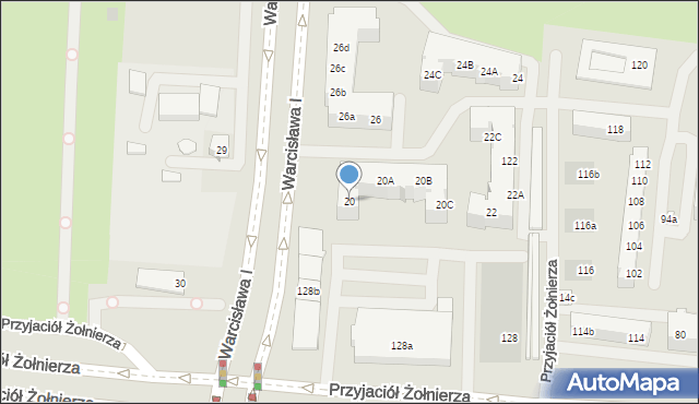 Szczecin, Księcia Warcisława I, 20, mapa Szczecina