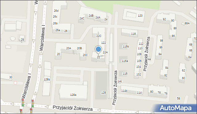 Szczecin, Księcia Warcisława I, 22, mapa Szczecina