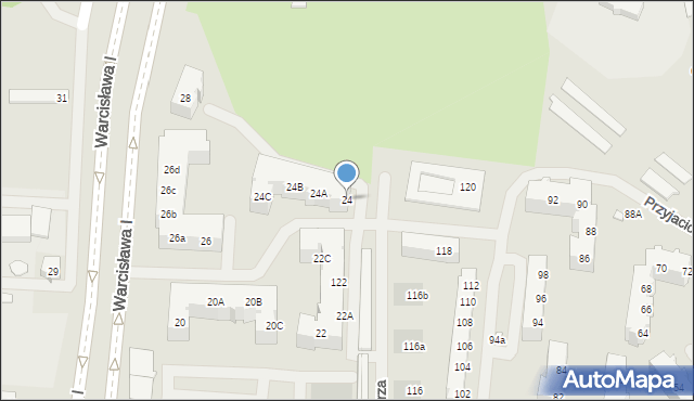 Szczecin, Księcia Warcisława I, 24, mapa Szczecina