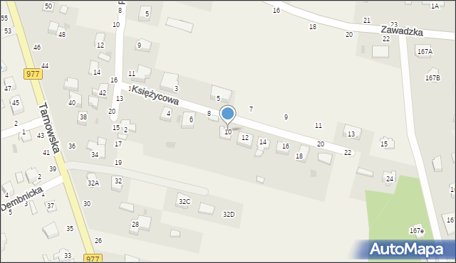 Tarnowiec, Księżycowa, 10, mapa Tarnowiec