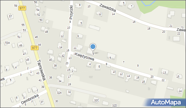 Tarnowiec, Księżycowa, 3, mapa Tarnowiec