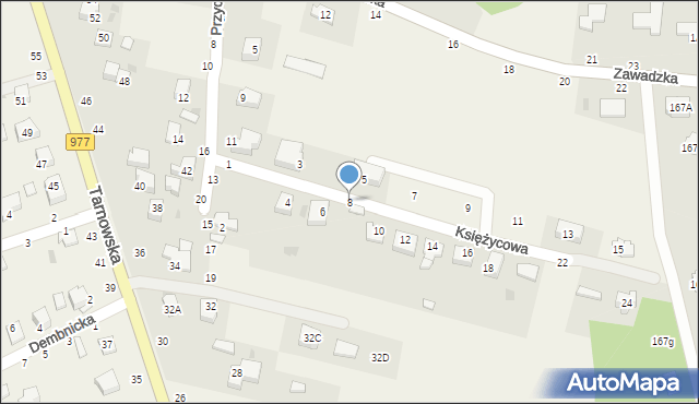 Tarnowiec, Księżycowa, 8, mapa Tarnowiec