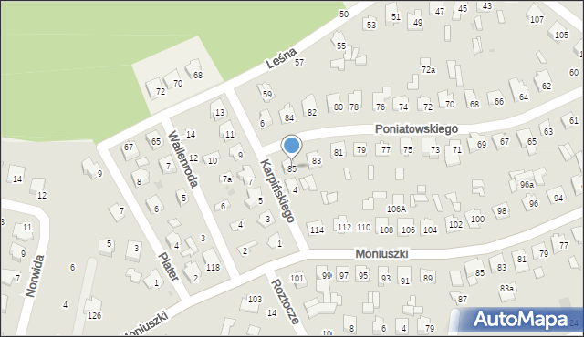 Tomaszów Lubelski, Księcia Józefa Poniatowskiego, 85, mapa Tomaszów Lubelski