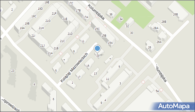 Warszawa, Książąt Mazowieckich, 13, mapa Warszawy