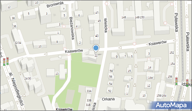 Warszawa, Ksawerów, 11, mapa Warszawy