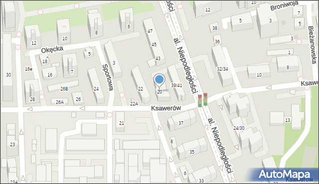 Warszawa, Ksawerów, 20, mapa Warszawy