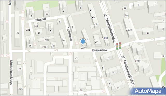 Warszawa, Ksawerów, 22A, mapa Warszawy