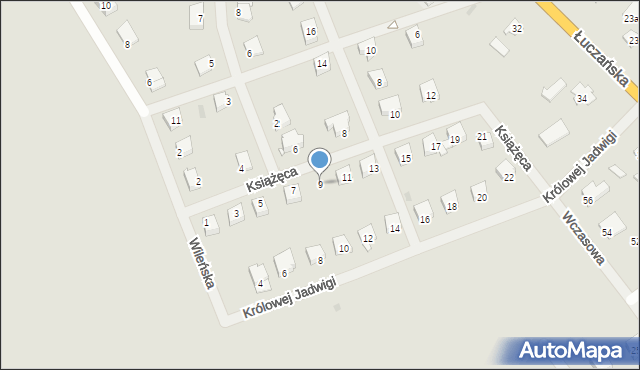 Węgorzewo, Książęca, 9, mapa Węgorzewo