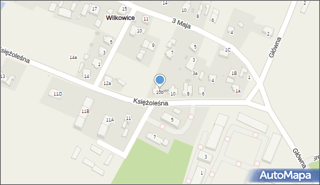 Wilkowice, Księżoleśna, 10b, mapa Wilkowice