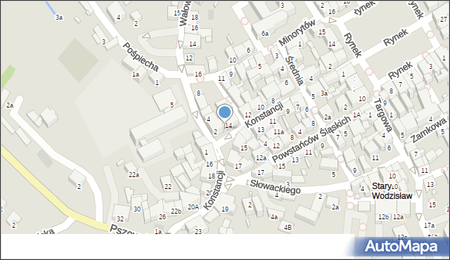 Wodzisław Śląski, Księżnej Konstancji, 14a, mapa Wodzisławia Śląskiego