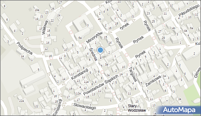 Wodzisław Śląski, Księżnej Konstancji, 4, mapa Wodzisławia Śląskiego