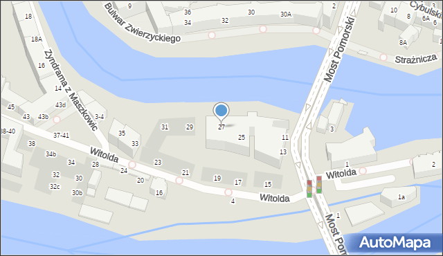 Wrocław, Księcia Witolda, 27, mapa Wrocławia