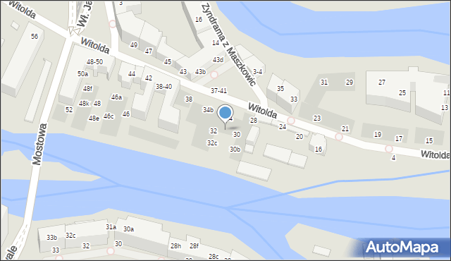 Wrocław, Księcia Witolda, 32a, mapa Wrocławia