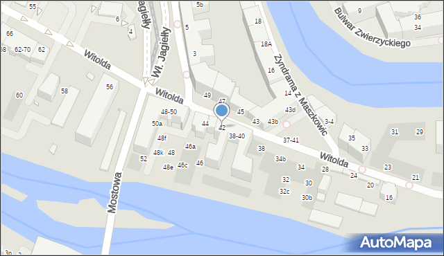 Wrocław, Księcia Witolda, 42, mapa Wrocławia