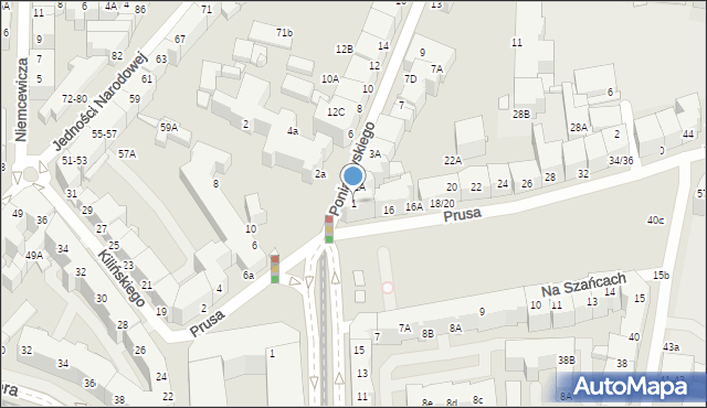 Wrocław, Księcia Józefa Poniatowskiego, 1, mapa Wrocławia