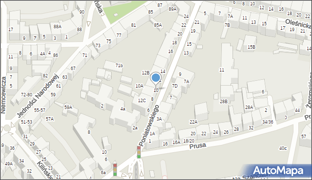 Wrocław, Księcia Józefa Poniatowskiego, 10, mapa Wrocławia