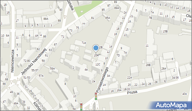 Wrocław, Księcia Józefa Poniatowskiego, 10A, mapa Wrocławia