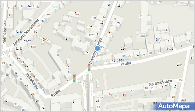 Wrocław, Księcia Józefa Poniatowskiego, 1A, mapa Wrocławia