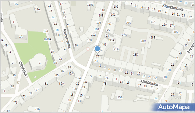 Wrocław, Księcia Józefa Poniatowskiego, 25, mapa Wrocławia