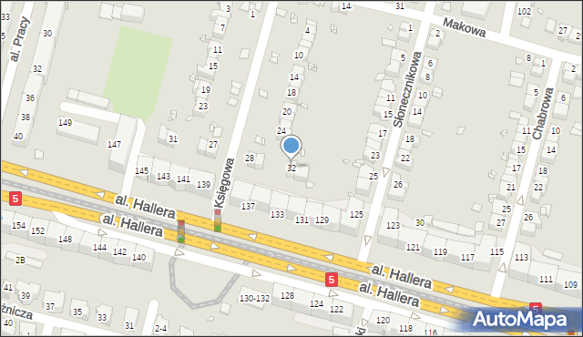 Wrocław, Księgowa, 32, mapa Wrocławia