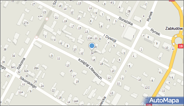 Zabłudów, Książąt Litewskich, 14, mapa Zabłudów