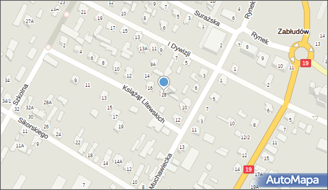 Zabłudów, Książąt Litewskich, 18, mapa Zabłudów