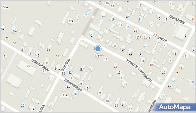 Zabłudów, Książąt Litewskich, 9, mapa Zabłudów