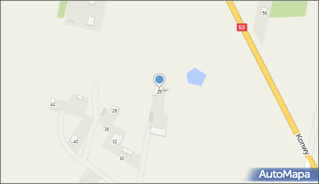 Zabrodzie, Księżycowa, 26, mapa Zabrodzie