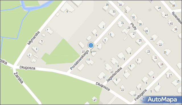 Żagań, Księcia Józefa Poniatowskiego, 9, mapa Żagań