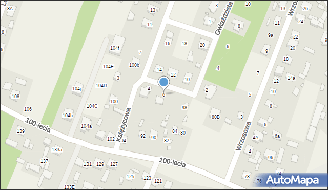 Zagościniec, Księżycowa, 6, mapa Zagościniec