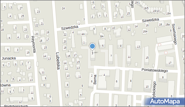 Zamość, Księcia Józefa Poniatowskiego, 3, mapa Zamościa