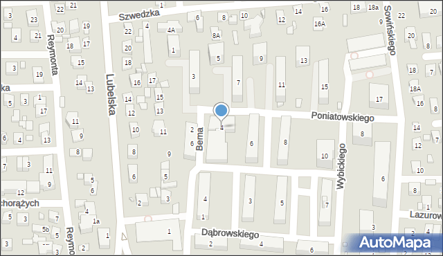 Zamość, Księcia Józefa Poniatowskiego, 4, mapa Zamościa