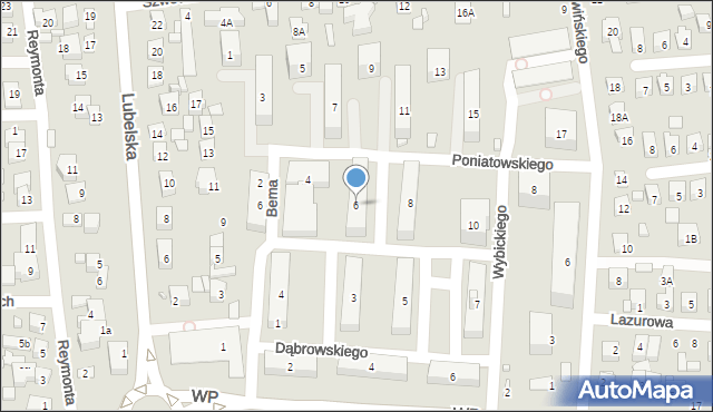 Zamość, Księcia Józefa Poniatowskiego, 6, mapa Zamościa