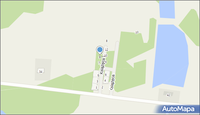 Zaścianki, Książęca, 9, mapa Zaścianki