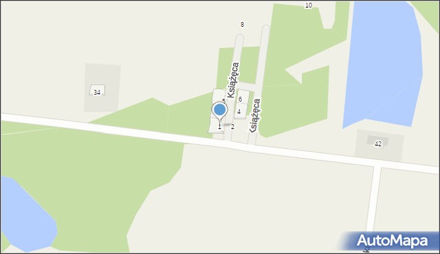 Zaścianki, Książęca, 1, mapa Zaścianki