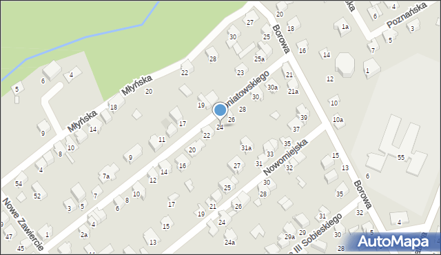 Zawiercie, Księcia Józefa Poniatowskiego, 24, mapa Zawiercie