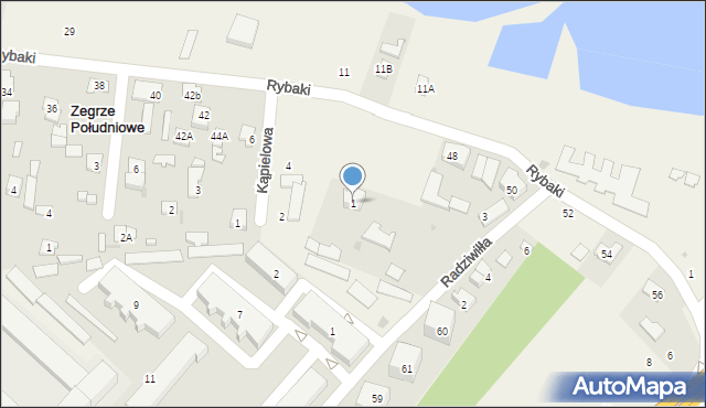 Zegrze Południowe, Księcia Radziwiłła Konstantego, 1, mapa Zegrze Południowe