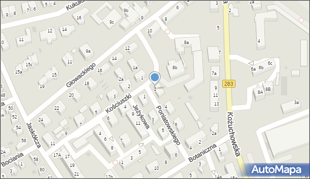 Zielona Góra, Księcia Józefa Poniatowskiego, 2, mapa Zielona Góra