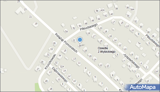 Żukowo, Książąt Pomorskich, 20, mapa Żukowo