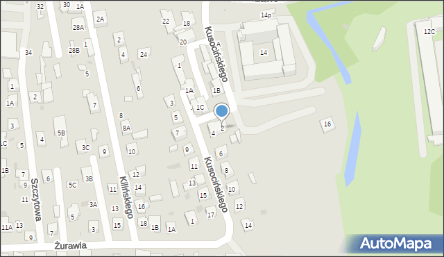 Biała Podlaska, Kusocińskiego Janusza, 2, mapa Białej Podlaskiej