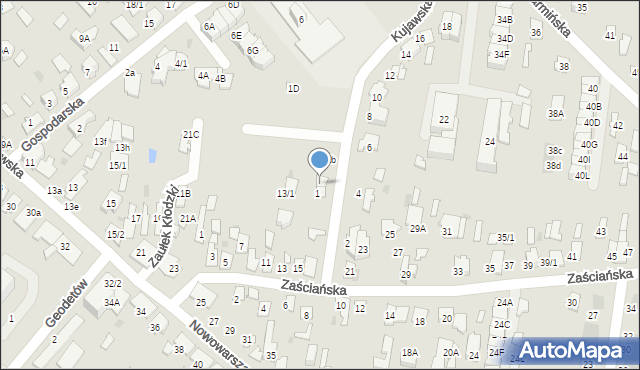Białystok, Kujawska, 1A, mapa Białegostoku