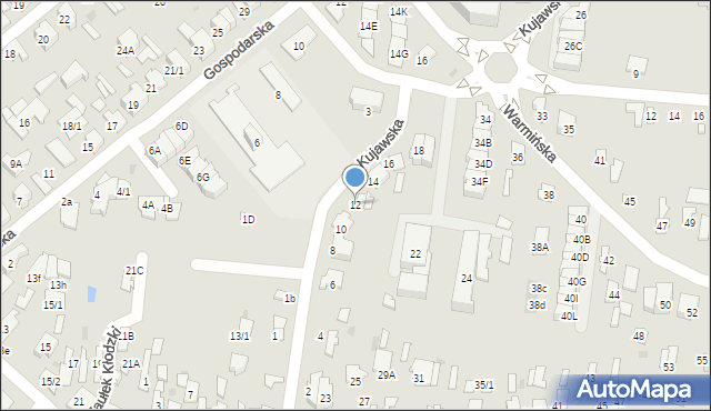 Białystok, Kujawska, 12, mapa Białegostoku